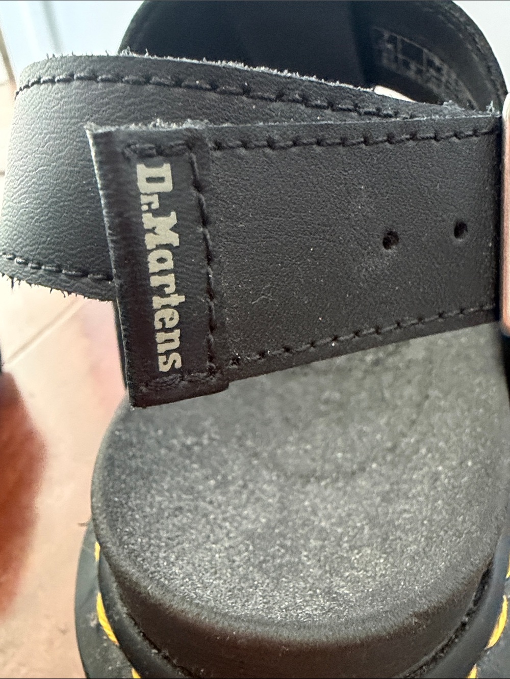 Dr. Martens Black Platform Sandals with Yellow Stitching - Picture 6 of 6